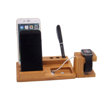 eco-friendly Bamboo universal Multi Device Organizer for mobile /ipad /iwatch/tablet